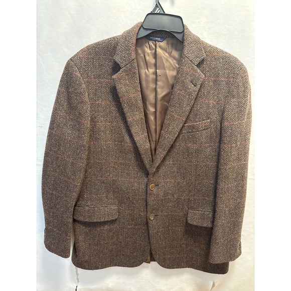 Books Brothers Madison 1818 MensBrown Herringbone Tweed BlazerWool SZ 44 L